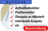 Umfang: Aufmaßkalkulation, positionseditor etc.